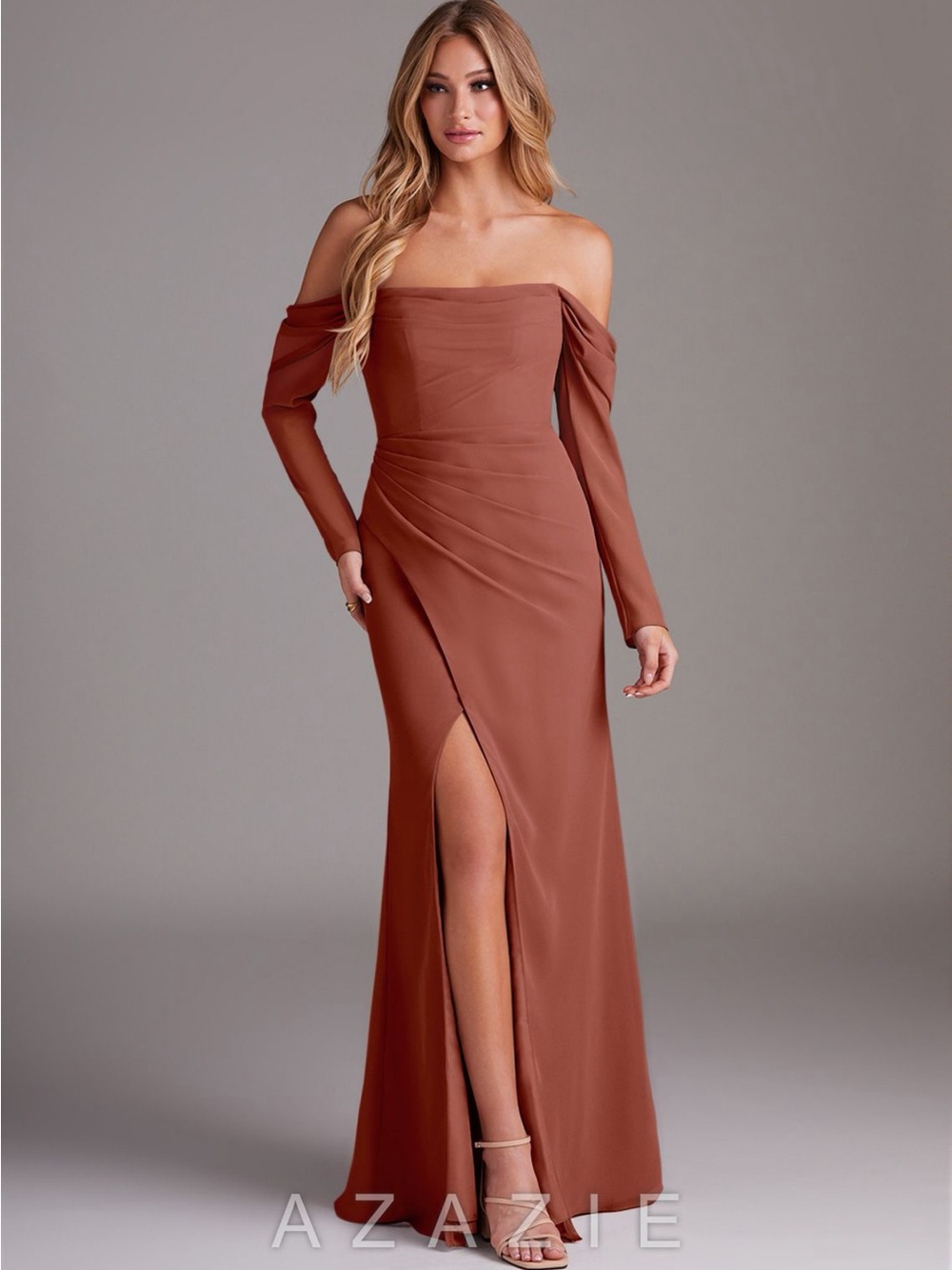 Azazie Auburn Evening Gown
